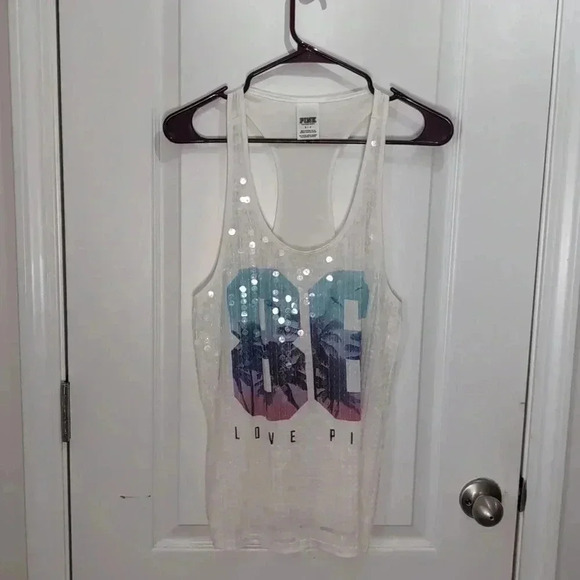 Pink 86 Sequin Tank Top - Picture 1 of 8